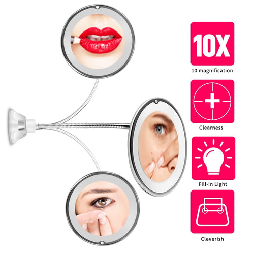 10x Magnifying LED Lighted Makeup Mirror